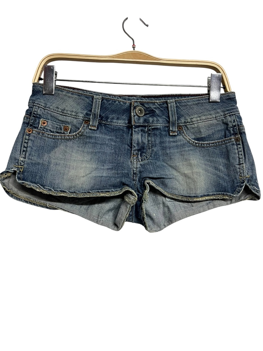 Vintage American Eagle Y2K Micro Denim Women's Low-Rise Grunge Mallcore Shorts 2